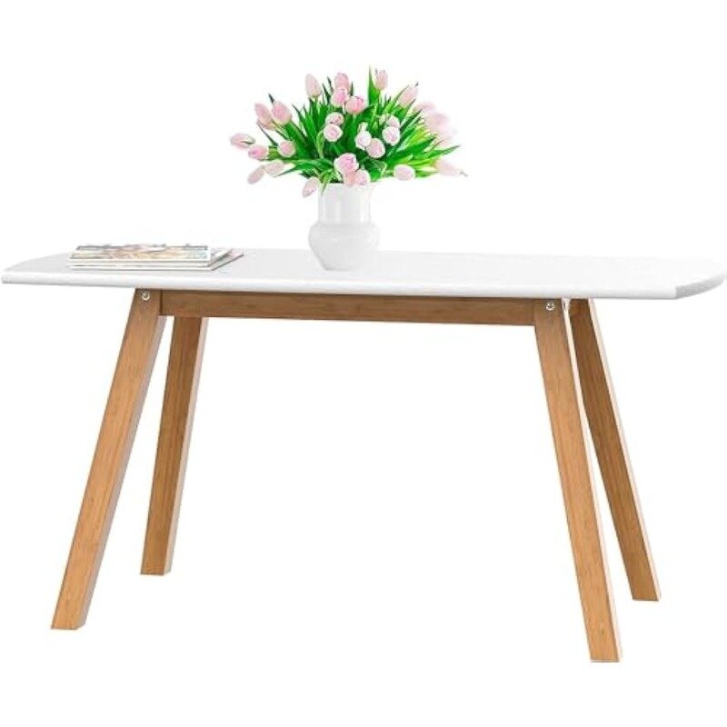 BONVICalculator-Petite table basse Franz Designer avec cadre en bois de bambou, table basse pour s'asseoir, le rangement et les meubles de salon