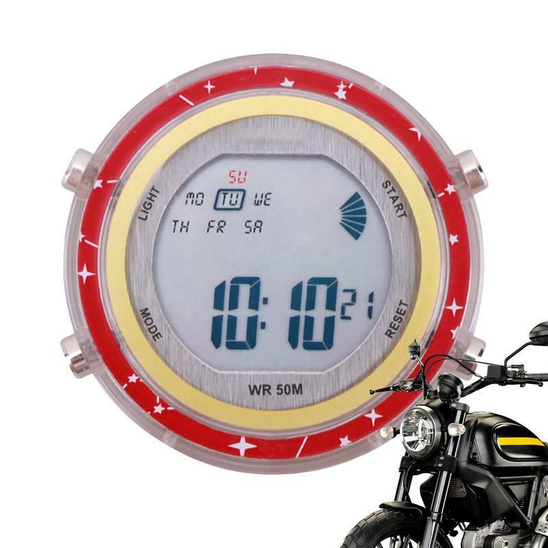 Relógio de motocicleta impermeável, relógio stick-on, montagem moto, mostrador luminoso, a maioria das motocicletas, SUVs, automóveis, carros