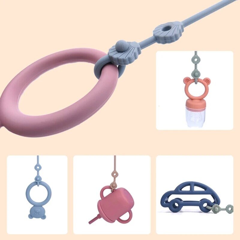 Baby Pacifier Chain with Safety Straps Silicone Holder Stroller & Highchair Accessory Drinking Cup Holder Strap for Pram
