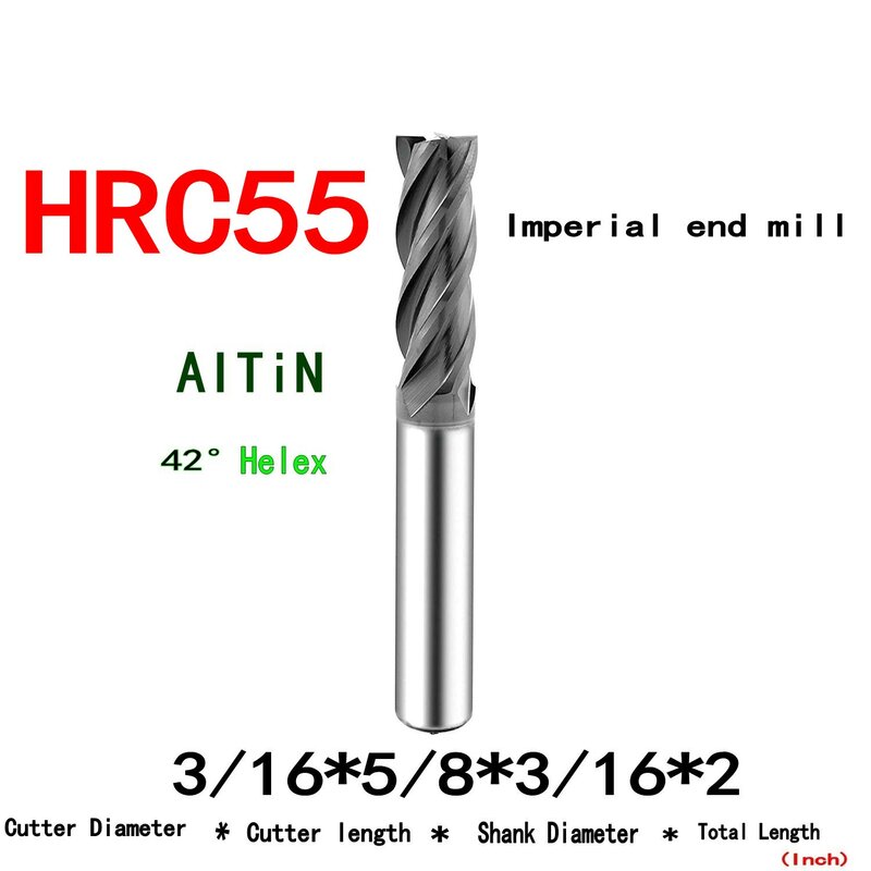 Kepala bor baja Tungsten karbida, kepala pemotong penggilingan 1/8 3/16 1/4 5/16 3/8 1/2 "CNC 4 profesional HRC55 3.175 6.35 12.7MM