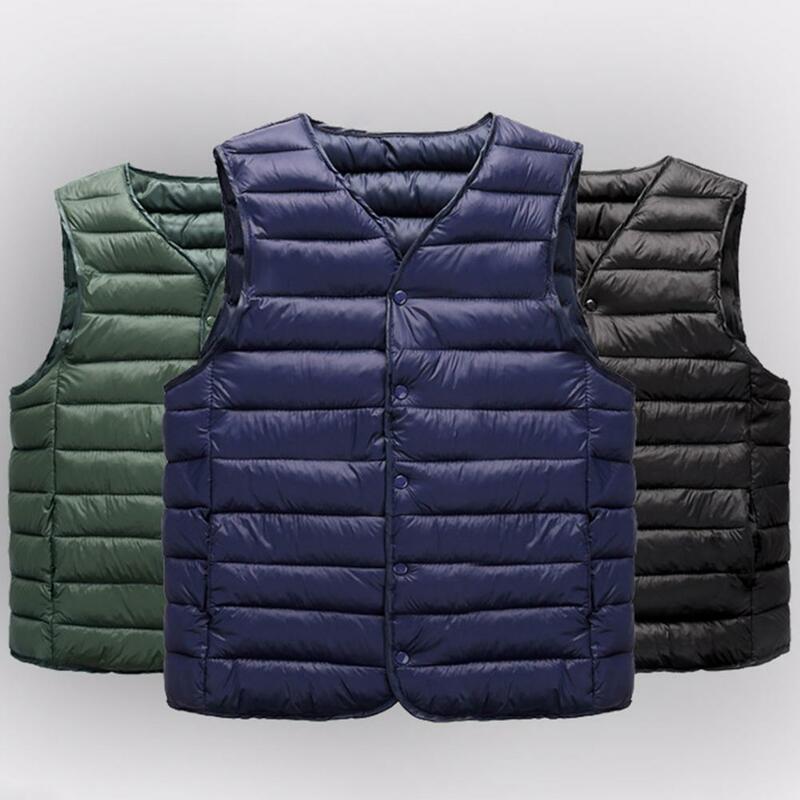 Waistcoat Jacket Men Vest Jacket Stylish Men's Winter Vest Padded V Neck Coat Warm Windproof Cardigan for Casual Plus Size