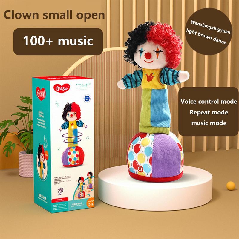 Танцующая искусственная кукла, имитационная игрушка, клоун с голосовым управлением, интерактивная обучающая игрушка, мультяшная плюшевая кукла с питанием от батареи для