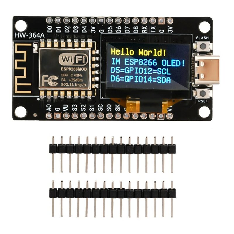 NodeMCU-Placa de Desenvolvimento com Display OLED, Módulo Driver CH340, 0.96 ", ESP8266, IDE Arduino, Programação Micropython