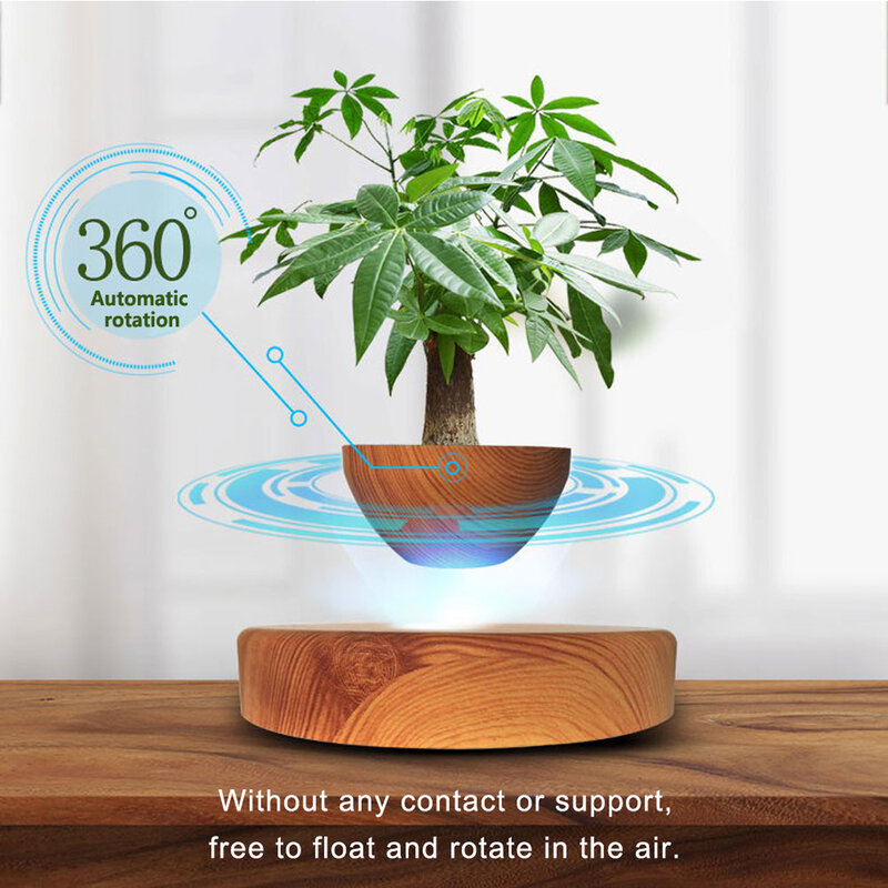 Magnetyczny pływający donica na rośliny lewitujący kreatywny garnek Bonsai do Mini rośliny inteligentny pływający prezent pływający lampka nocna