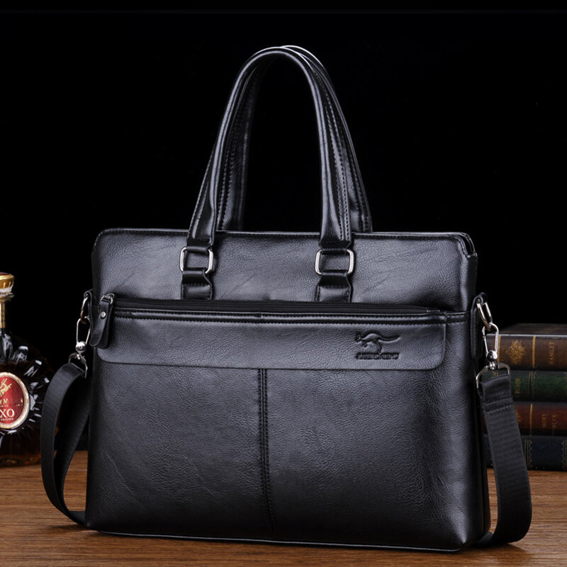 Men'S Briefcase PU Leather Handbags Laptop Computer Shoulder Business Executive Office Messenger Portfolio Crossbody Bag Male