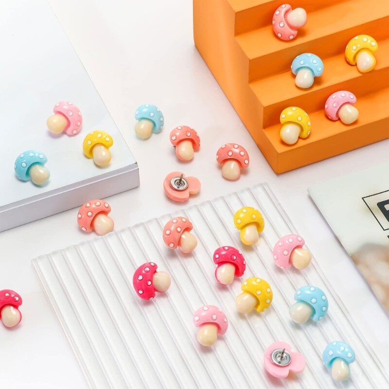 Декоративные кнопки в виде грибов, красочные милые канцелярские кнопки для настенных работ, белой доски, пробковой доски, кнопки