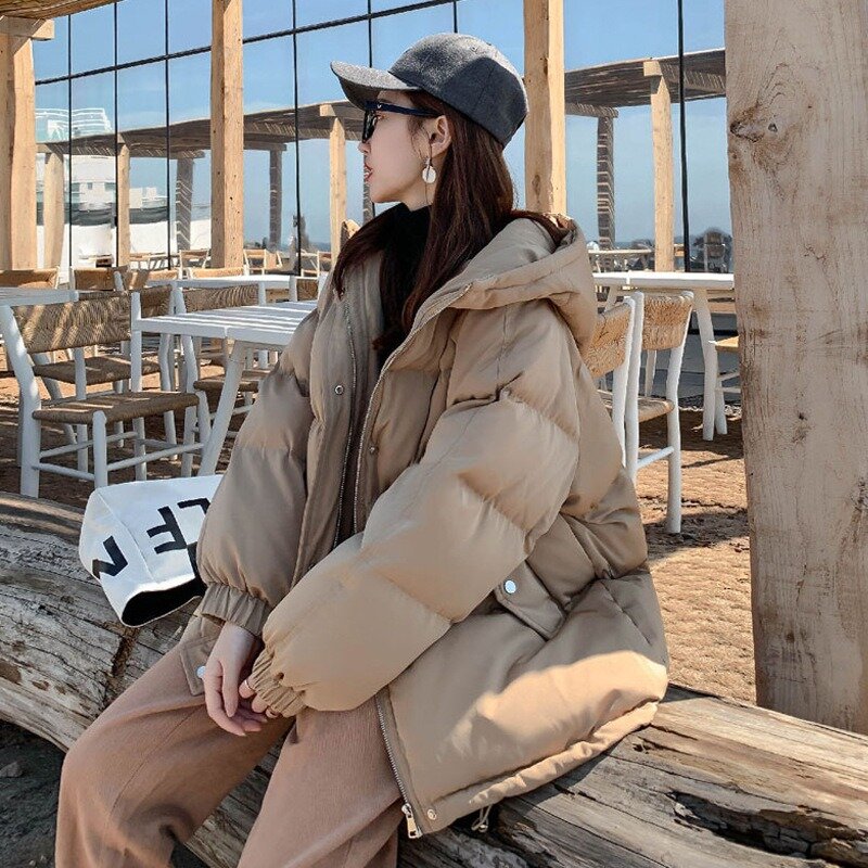Jaket wanita musim dingin, mantel Luaran parka Korea hangat dipertebal, mantel gelembung ukuran besar musim gugur 2023