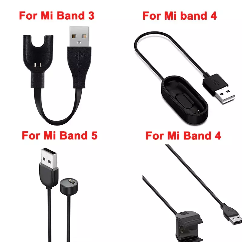샤오미 미 밴드 USB 충전기, 미 밴드 3, 4, 2 용 교체 충전 어댑터 와이어, 샤오미 미 밴드 3 스마트 밴드용