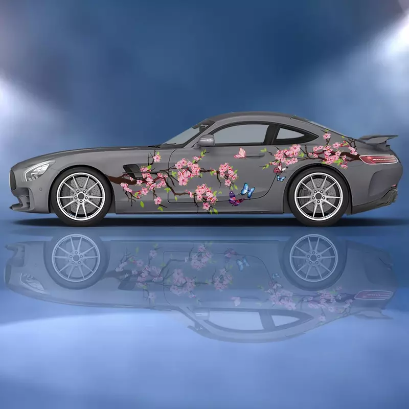 Bunga kupu-kupu bunga sakura stiker sisi mobil Kertas vinil motorsport cat aksesoris cocok untuk truk suv stiker mobil