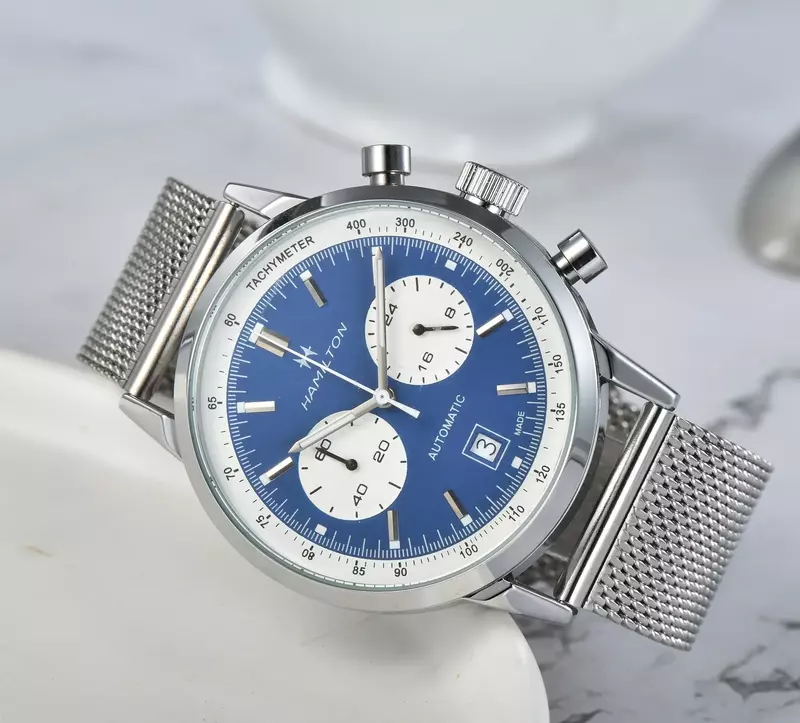 HAMILTON-Relógio de quartzo de luxo masculino, pulseira de couro, cronógrafo, relógio esportivo, negócios, luminoso, relógio masculino, moda superior