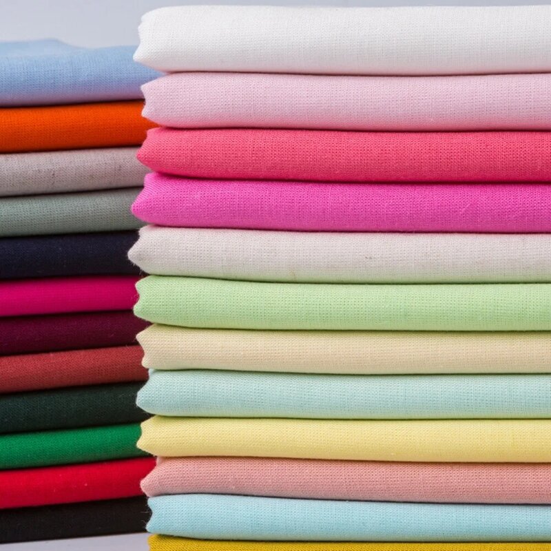 Tecido de algodão de linho monocromático para crianças, Roupas de camisa, Top vestido e calça, Pijama, Tecidos respiráveis por metro, verão