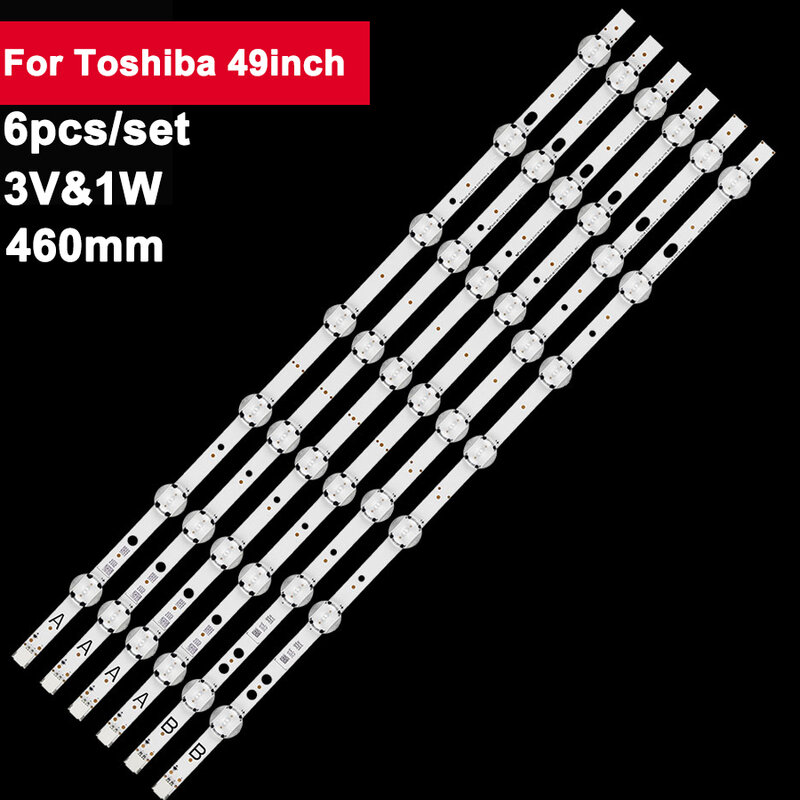 Pasek podświetlenia LED 460 mm do telewizorów Toshiba 49 cali VESTEL 49 UHD DRT VNB 6 sztuk / zestaw części naprawczych do telewizorów LED 49U5766DB 49U6663DB 49U5863DB