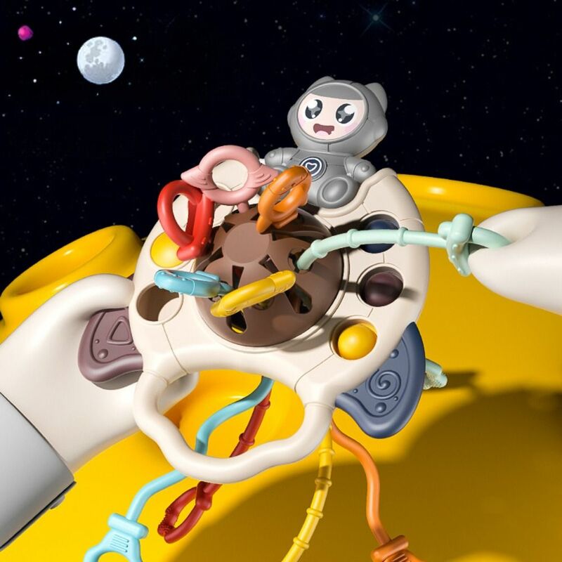 Astronot mainan tali tarik bayi mengembangkan interaktif harimau Montessori mainan sensorik hewan mainan tumbuh gigi anak-anak