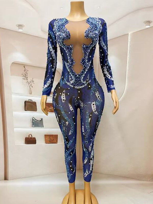 High Quality Hot Diamond Elastic Buttocks Jumpsuit 2024 New Fashionable Custom Women'S Clothing