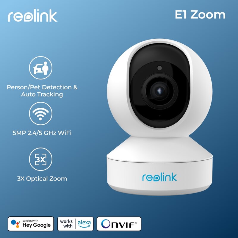 Reolink-cámara IP E1 Series de 5MP, Monitor de bebé inalámbrico para interiores, WiFi, 2,4G/5G, PT Zoom, cámara de seguridad, cámaras de vigilancia de Audio bidireccional