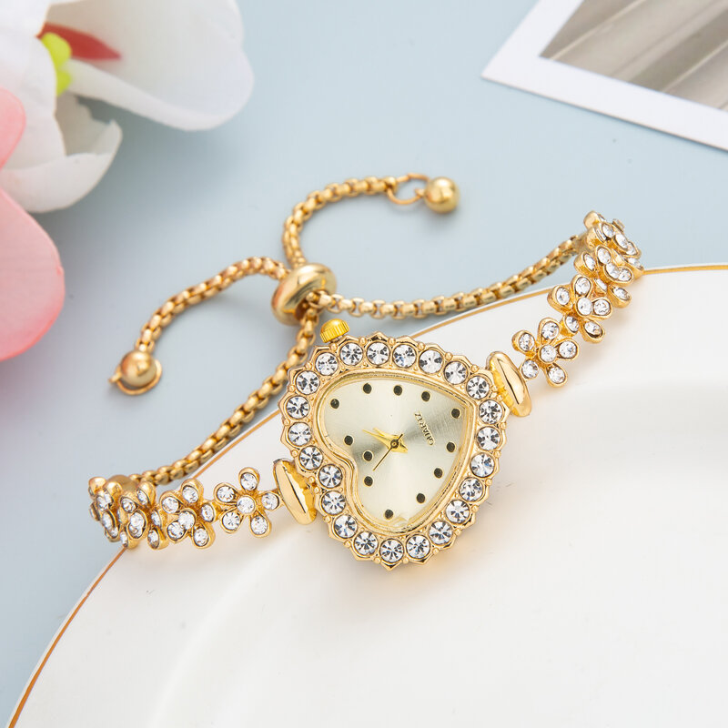 Relojes de pulsera de cristal de lujo para mujer, reloj de cuarzo de diamantes de moda, reloj de pulsera femenino de acero