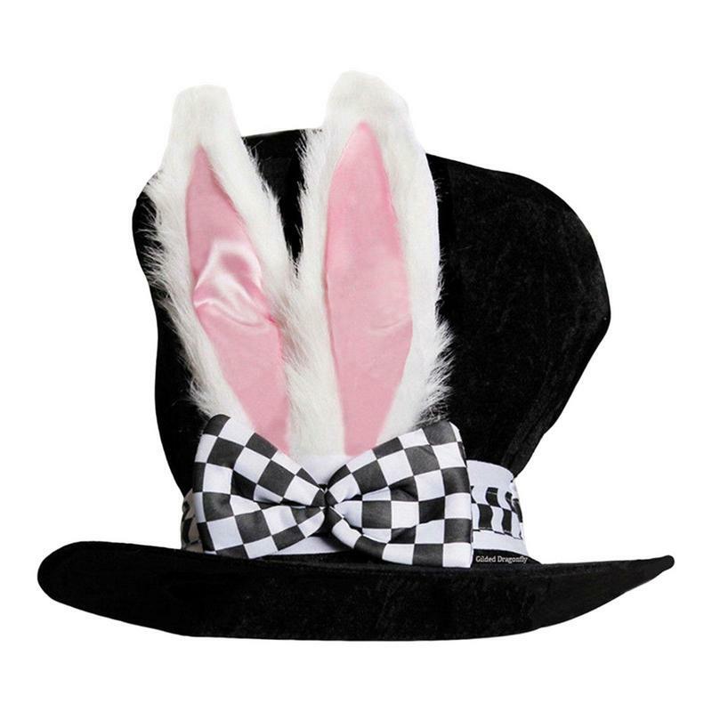 Dekorasi pesta Paskah Alice Wonderland topi Cosplay telinga kelinci beludru topi Paskah pesta liburan dekoratif topi telinga kelinci beludru