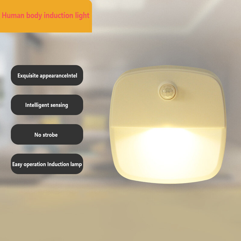 Luz LED nocturna inalámbrica con Sensor de movimiento, luz de noche con batería de inducción humana para armario, baño y sótano, 0,3 W, 1 unidad/3 piezas