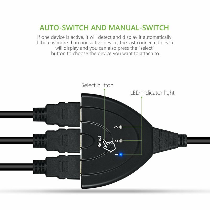 4k HD Switcher 3 Port Switch 3 in 1 mit Hoch geschwindigkeit schalter Splitter Pigtail Kabel unterstützt Full HD 4k 1080p 3D-Player