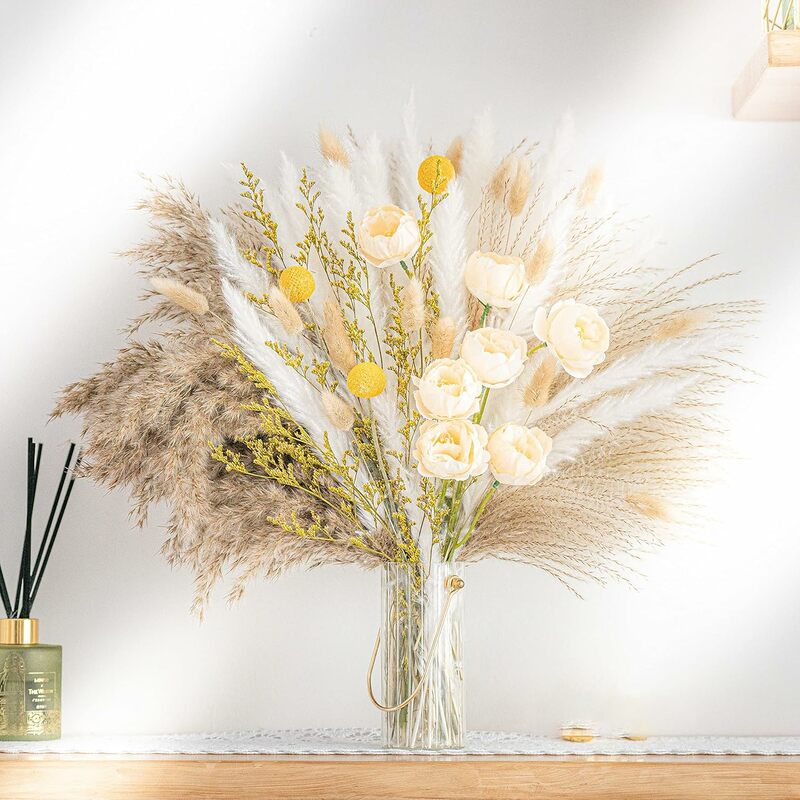 Buquê de flores secas naturais reais, Pampas Reed, Pequeno Rabbit Tail Grass, Misture e Combine, Home Decor, 300pcs
