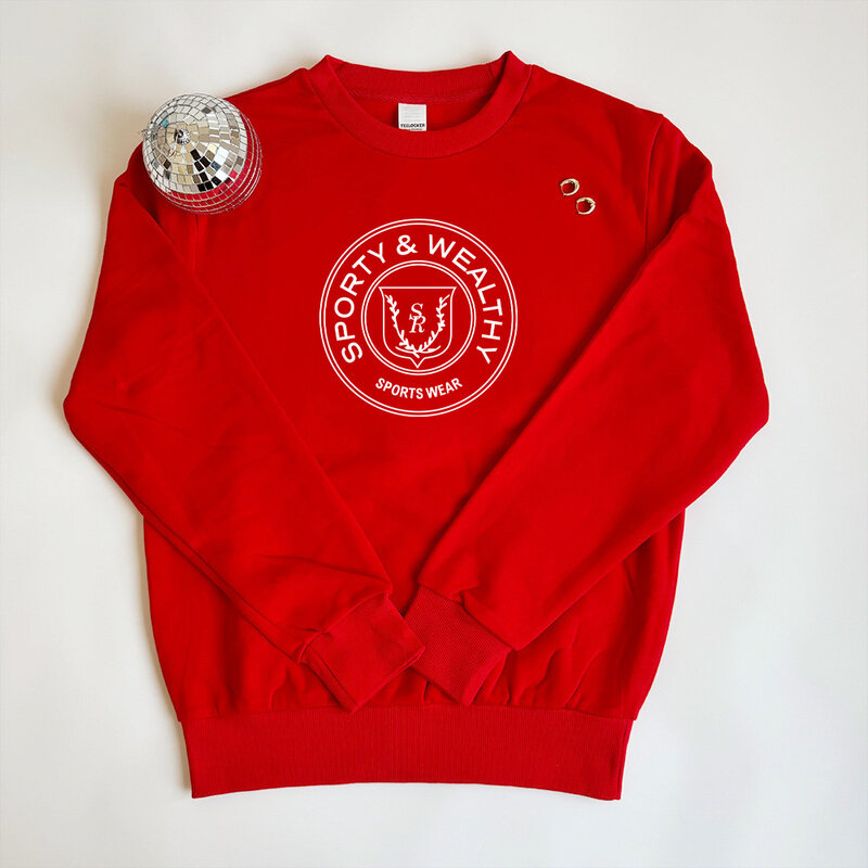 Amerikaanse Vintage Stijl 90's Rode Ronde Hals Sweatshirt Vrouwen Lange Mouw Losse Katoenen Casual Pullover Lente Herfst Mode Truien