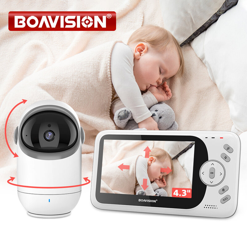 Monitor de vídeo de 4,3 pulgadas para bebé, Tilt cámara Pan inalámbrica de 2,4G, Audio bidireccional, visión nocturna, cámara de seguridad para niñera VB801