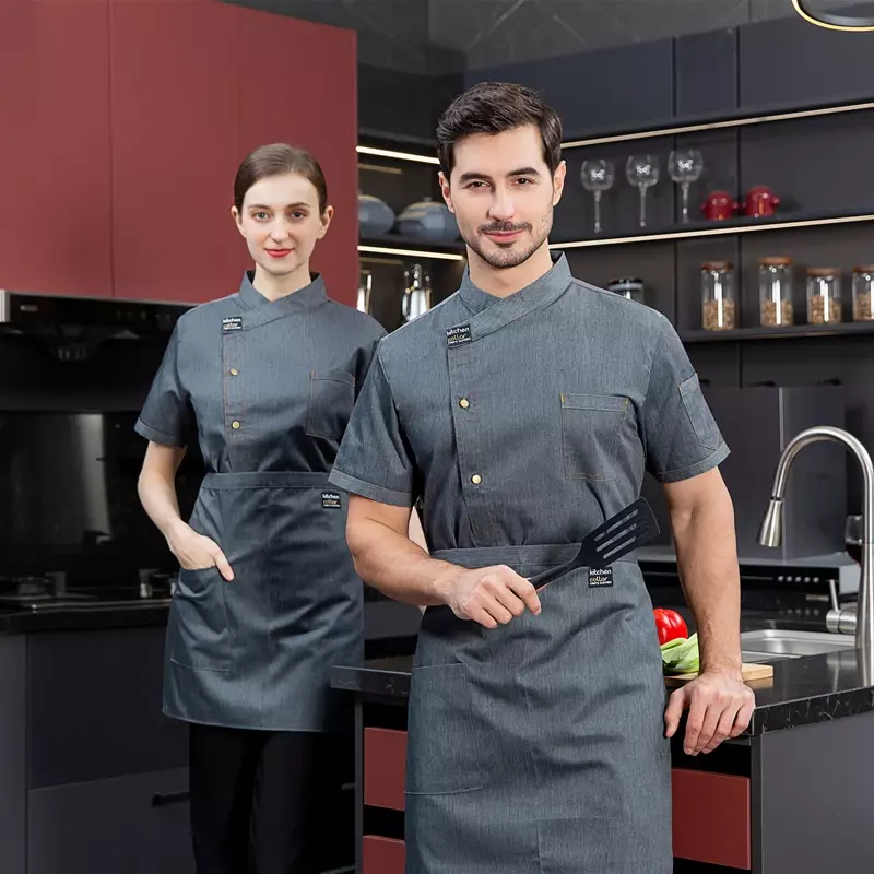 Jacket Uniform Catering Kitchen Unisex Cooking Chef Restaurant Hotel Clothes Shirt Mens