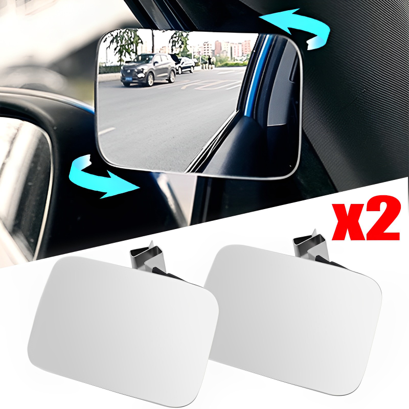 Espelho auxiliar do ponto cego para o carro, ângulo largo de 360 graus, espelho retrovisor convexo interior ajustável, espelho sem aro do estacionamento