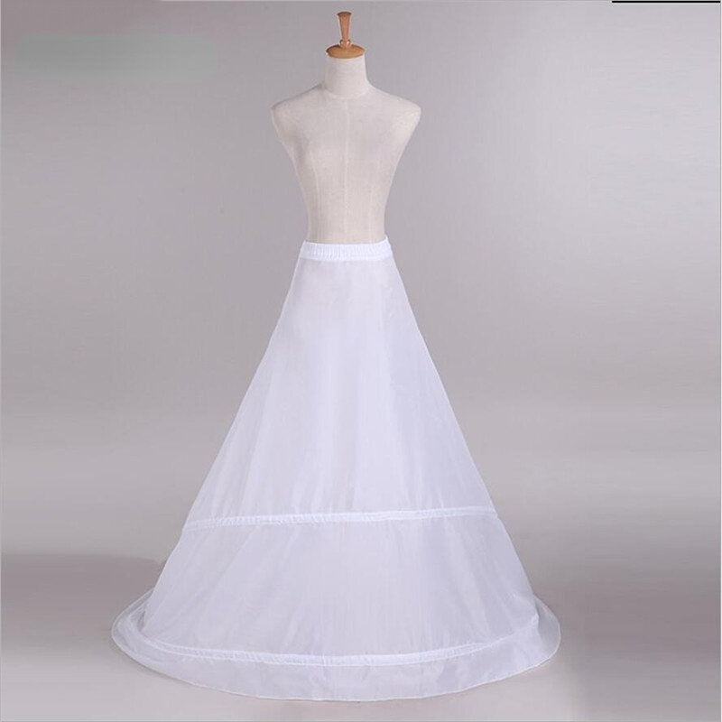 Nova moda acessórios de casamento saias com trem branco 2 aros underskirt crinoline para vestidos de noiva em estoque indefinido