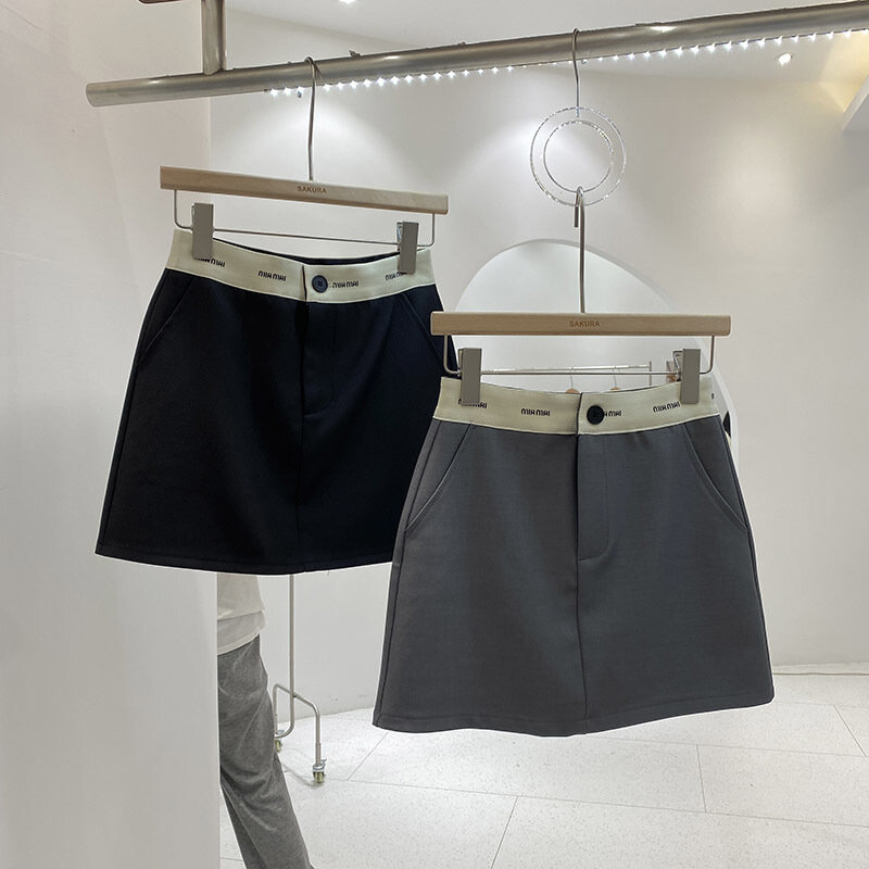 2024 Summer New Collectio Contrast Color Short Mini Skirt Women