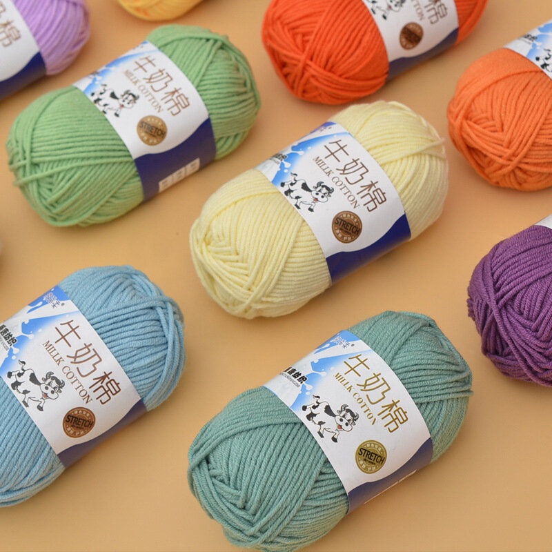 Ligne de tricot multicolore, 50g, 5 plis, laine de coton au lait, Crochet doux à la main pour pull et écharpe