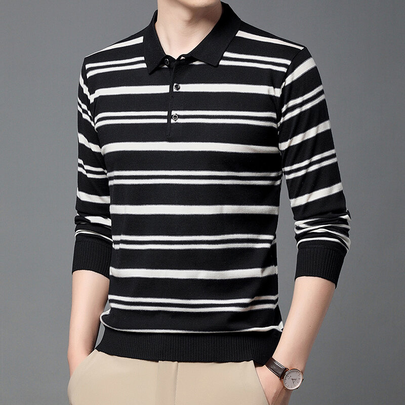 Long Sleeved Lapel Shirt Casual Simple and Comfortable Texture Daily Thickened and Warm Pullover Men