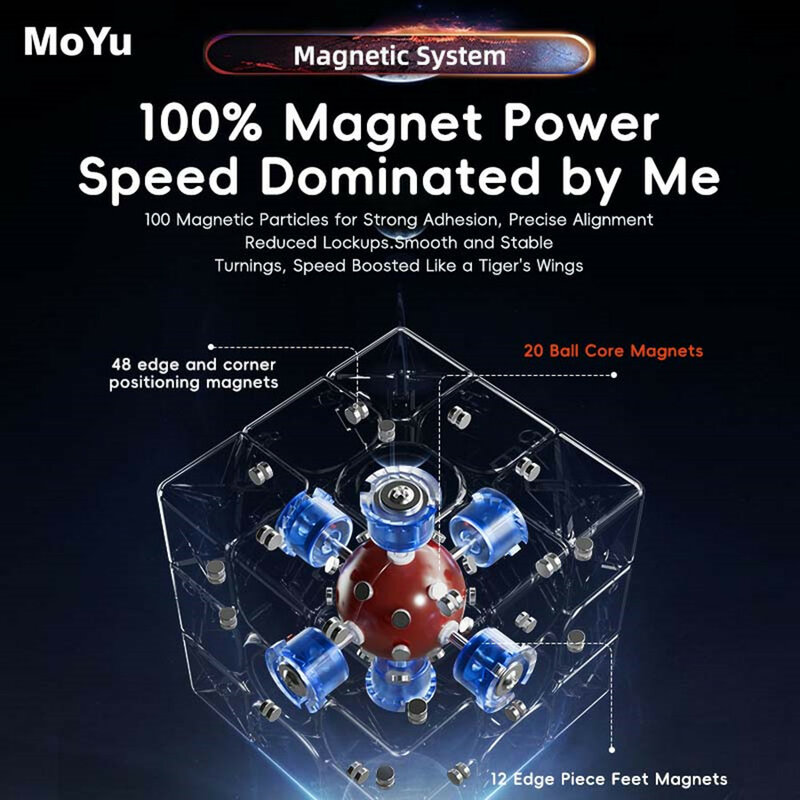 Moyu Weilong-WRM V9 Magic Speed Cube, Núcleo de bola de 20 ímãs, Fidget Brinquedos, Maglev Puzzle, Brinquedo Presente