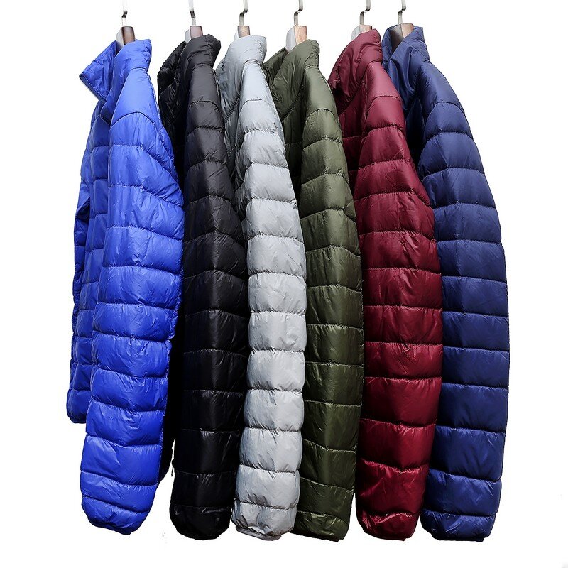 Light down jacket with stand-up collar for men