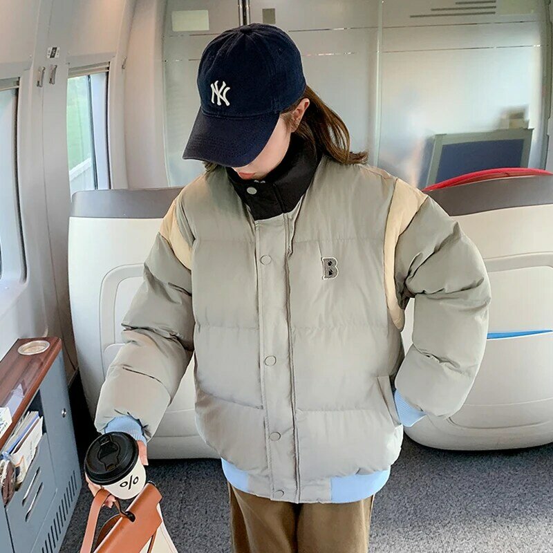 Gidyq Winter Women Parkas Fashion Korean Streetwear Loose Thick Warm Puffer Coat Casual Female Patchwork All Match Puffey Jacket