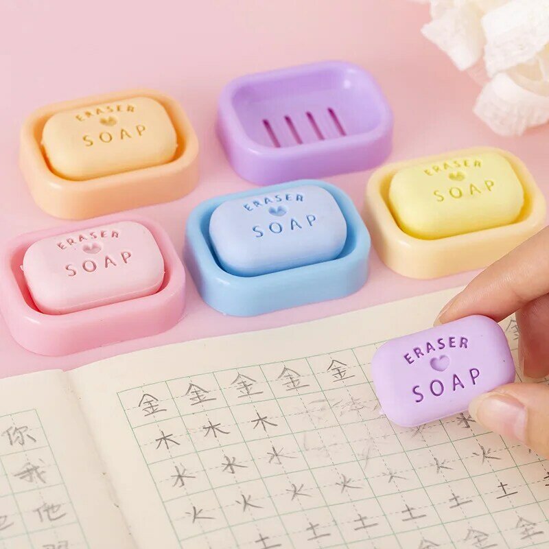 1pc Mini Soap Shape Eraser Creative Rubber Kawaii Erasers for Students Cute Stationery School Office Stationery Supplies