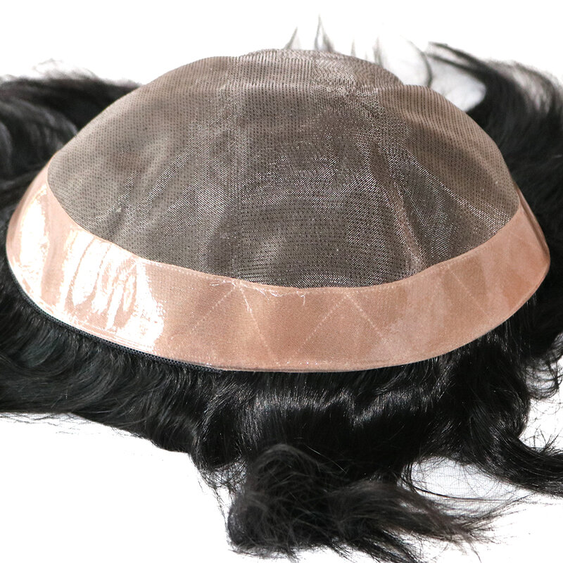 Męska proteza włosów cienka peruka Mono oddychająca meska 6 "wytrzymały męski włos męski System wymiany protez ludzkich włosów