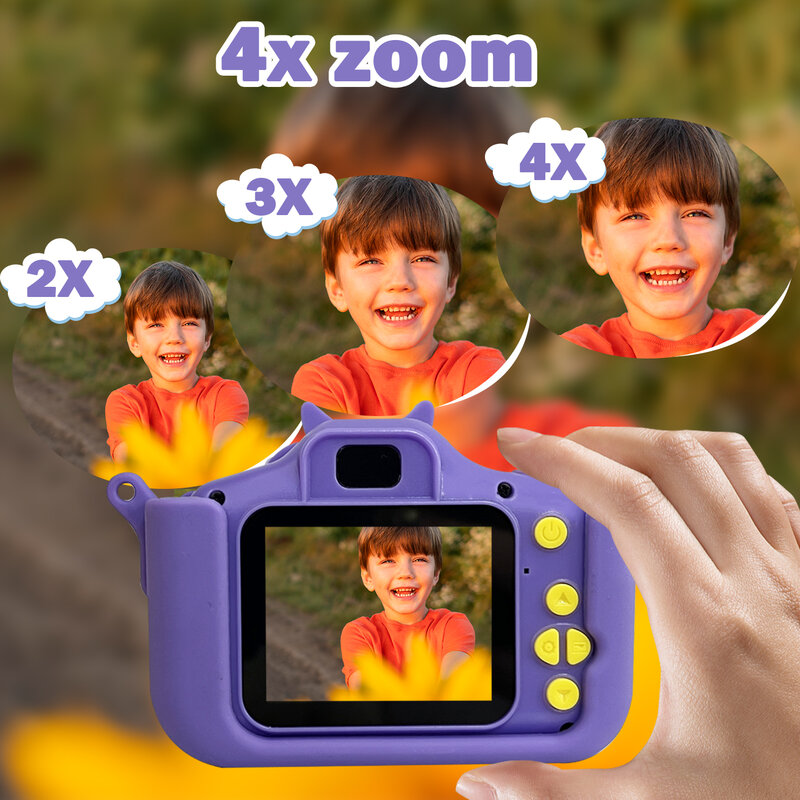 Câmera digital com estojo de silicone para meninos e meninas, brinquedos infantis ao ar livre, presente de aniversário, festival, 1080p