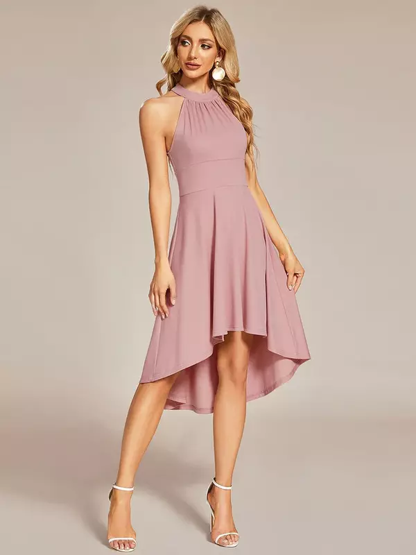 Halterneck Fashion Knee-Length A-Line Sleeveless Midi Cocktail Dresses