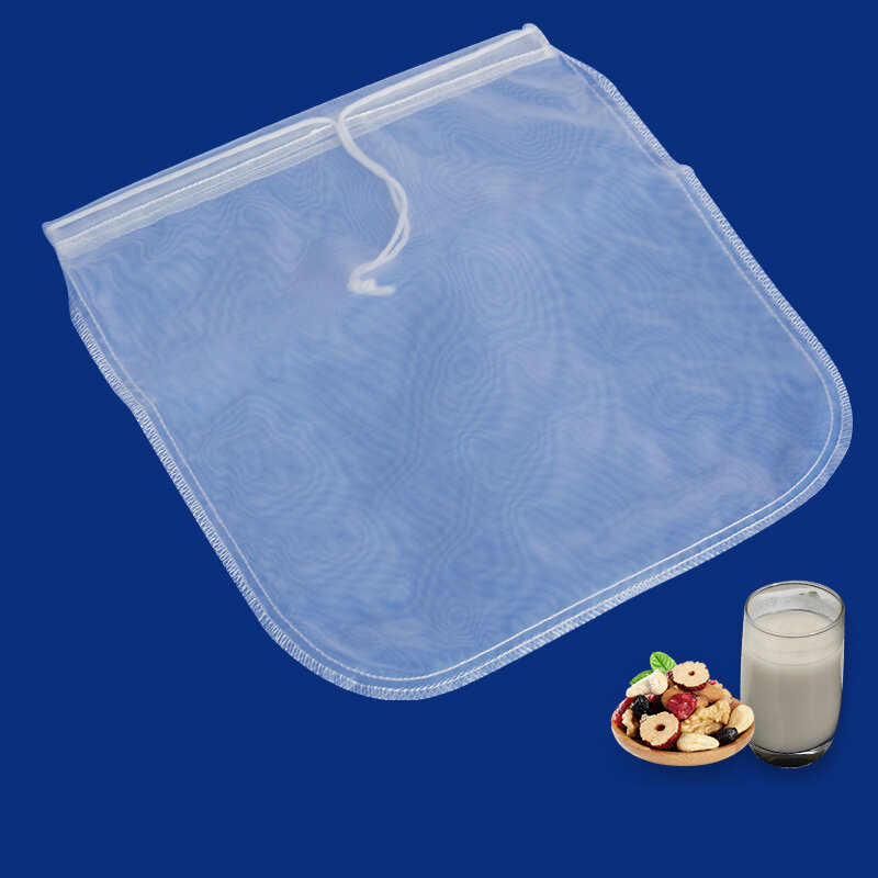 Filter Bag Nylon Drawstring 80mesh 30*30cm Nut Milk Soya Milk Filter Bag
