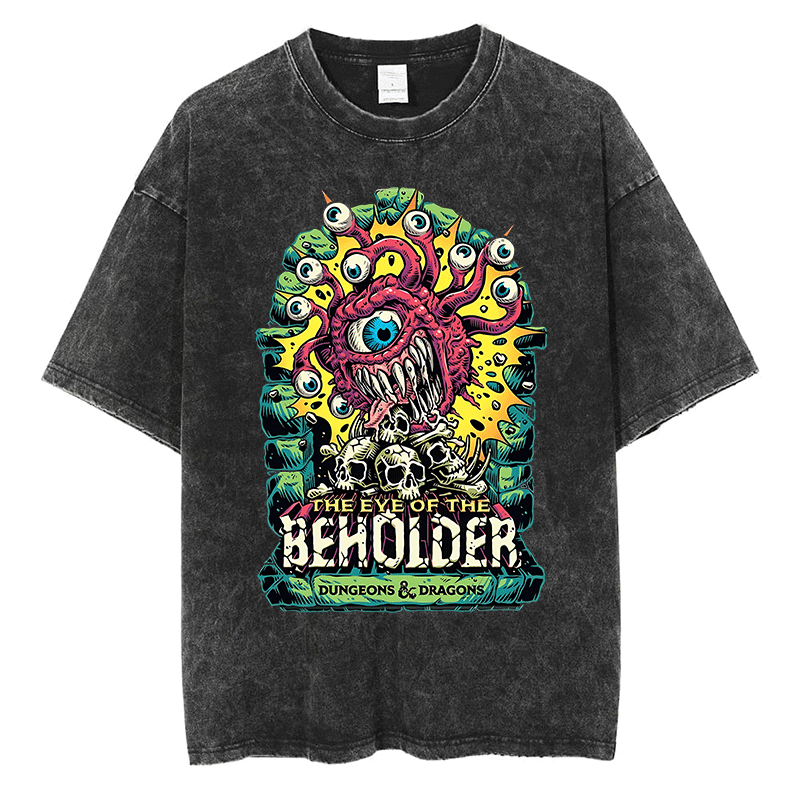 Camiseta con estampado gráfico gótico THE EYE OF THE BEHOLDER para hombres y mujeres, ropa de calle de moda, Hip Hop, algodón Vintage, camisetas negras de gran tamaño