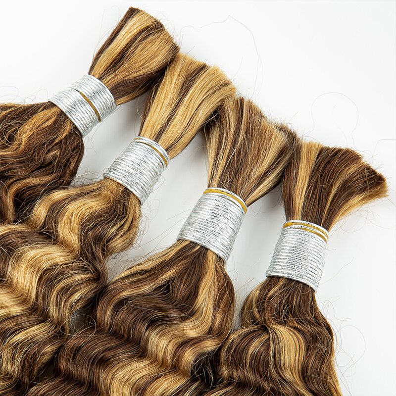 Bundel sorot gelombang dalam Ombre bundel rambut manusia jalinan Brasil Virgin gelombang dalam cokelat bundel gelombang dalam 28 inci P4/27 bundel