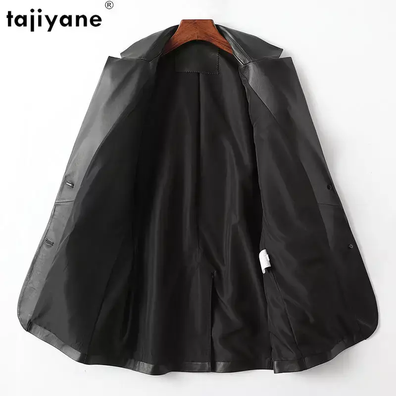 Tajiyane-Veste en cuir véritable pour femme, blazers élégants en peau de mouton véritable, manteau mi-long mince, style coréen, décontracté, féminin, 2023