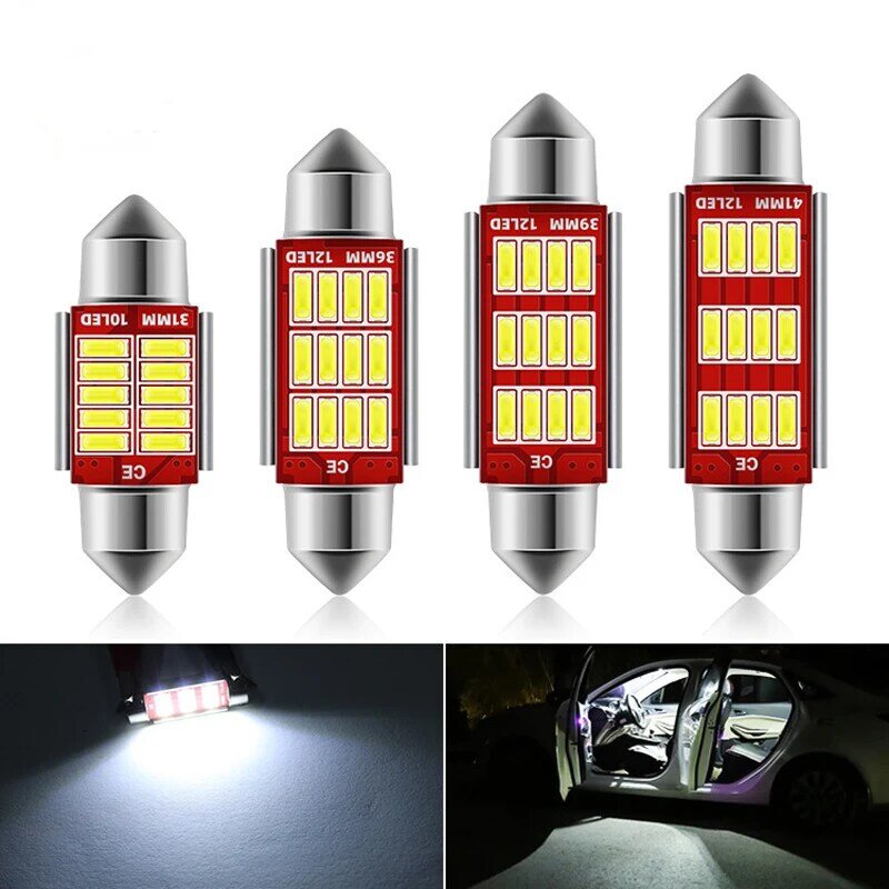 Bombilla LED Canbus para coche, luz de lectura Interior, lámpara de matrícula blanca, 2/10 piezas, C10W, C5W, 31mm, 36mm, 39mm, 42mm