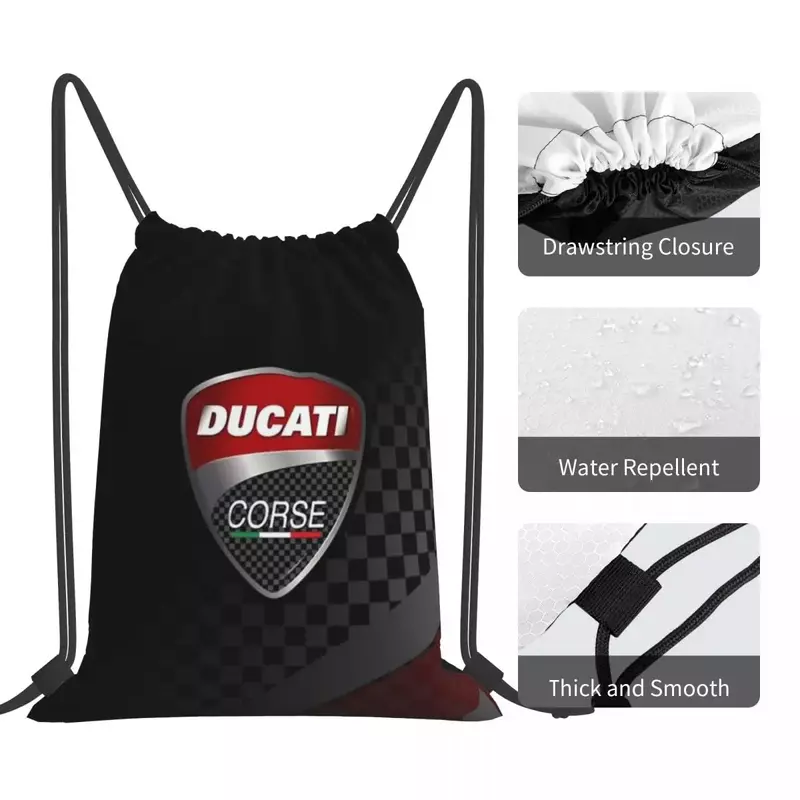 Ducati Corse Logo Design Art Backpack Drawstring Bags Drawstring Bundle Pocket Sports Bag Book Bags For Man Woman Students