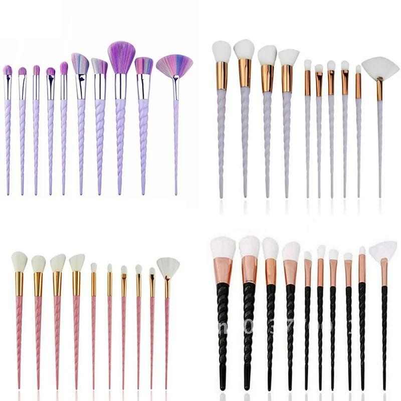 Unicorn Makeup Brushes Sets para Mulheres, Fundação, Pó, Cosmético, Blush, Sombra, Beleza, Glitter, Make Up Brush Tools, 10pcs