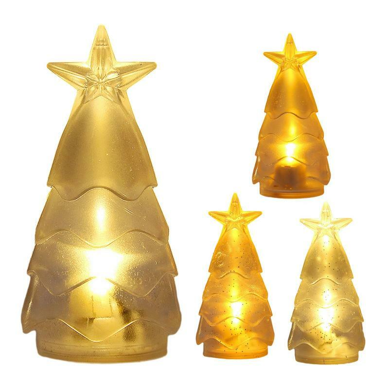Lampu pohon Natal LED, hiasan meja malam dekorasi Natal, lampu lilin elektronik, lampu rumah Tahun Baru