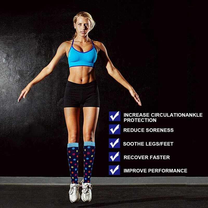 圧縮ストッキング女性スポーツ靴下妊婦浮腫糖尿病瘤静脈マラソン膝高靴下20-30 mmhg