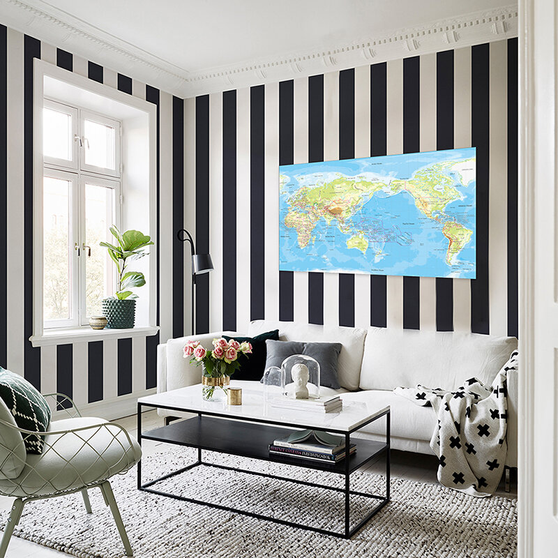 225*150cm o mapa do mundo da topografia não-tecido lona pintura parede sem moldura cartaz e impressão sala de estar decoração para casa