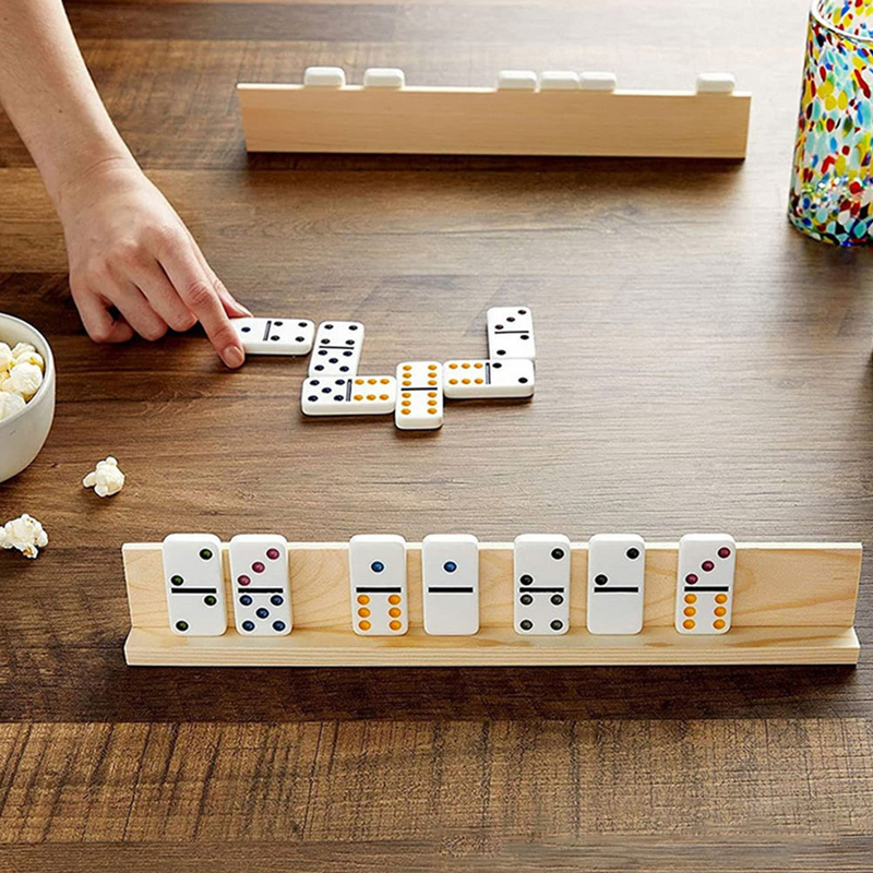 6 Pcs Dominoes Domino Stand Wooden Displaying Holder Multi-function Bases Frame Desktop Racks Game Accessories Child